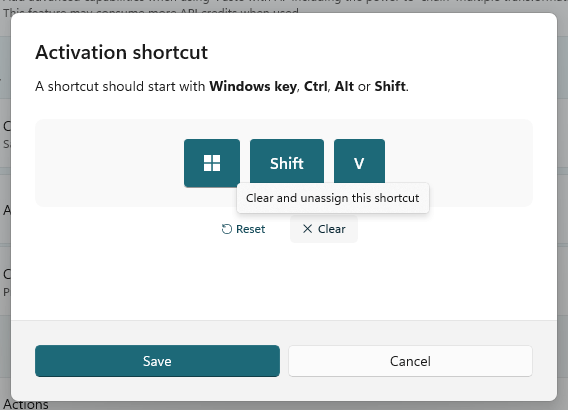 Clear Shortcut