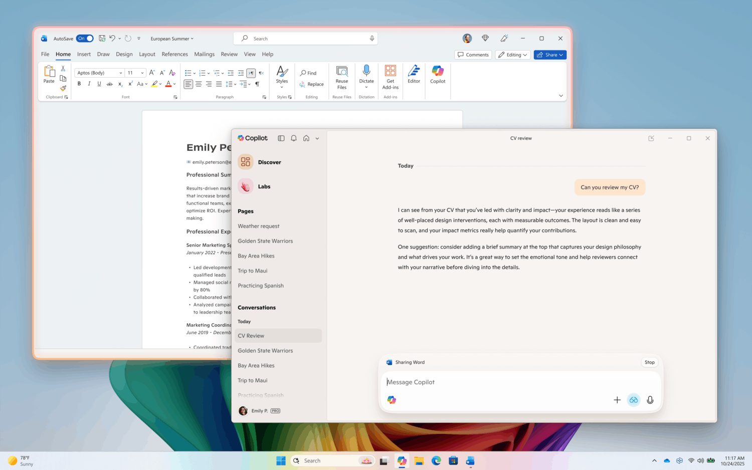 Copilot Vision Test Response