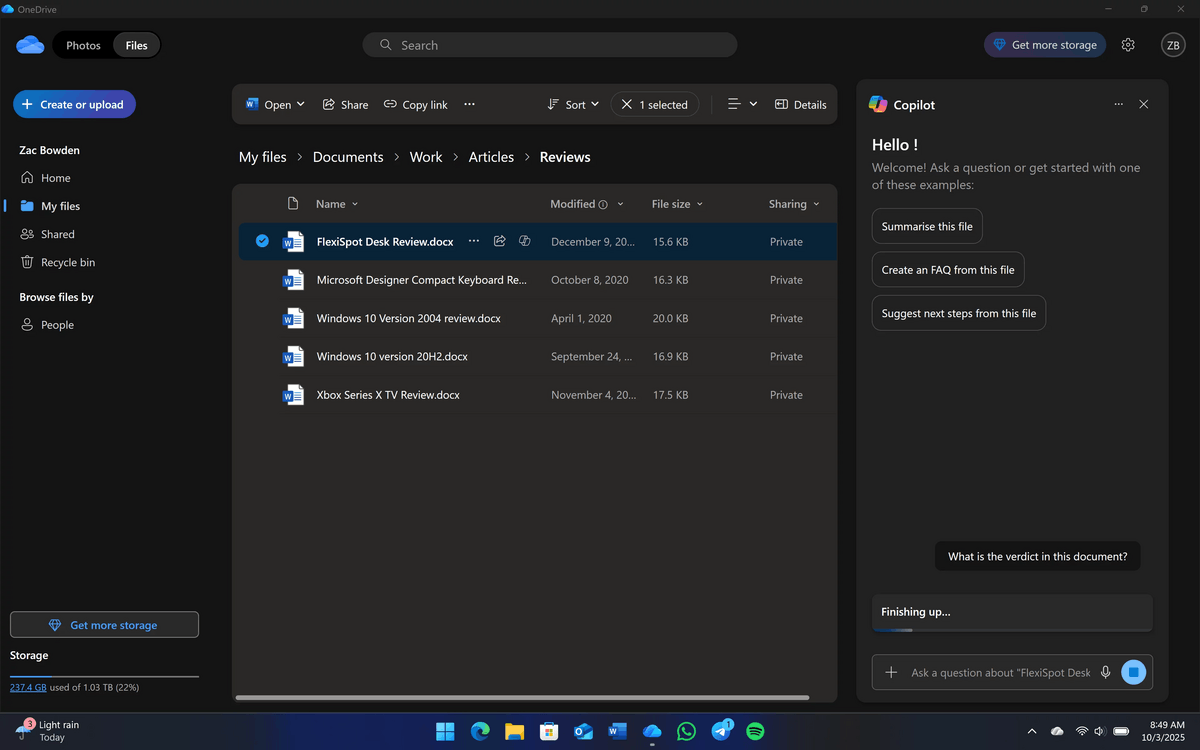 New OneDrive File View