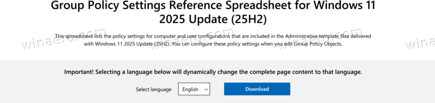 Windows 11 25H2 Group Policy Templates