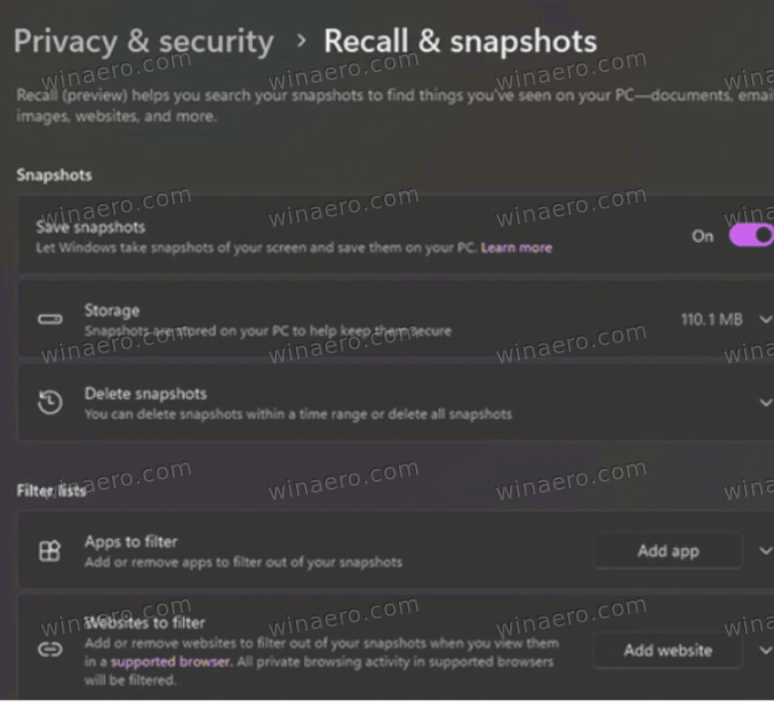 Windows 11 Enable Recall