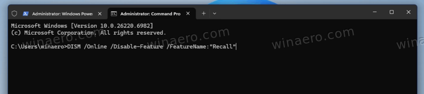 Uninstall Recall With Dism