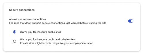Chrome Always Use Secure Connection