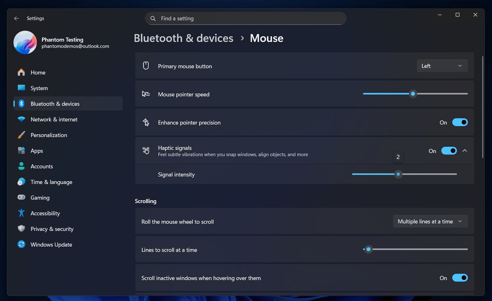 Windows 11 Haptic Feedback