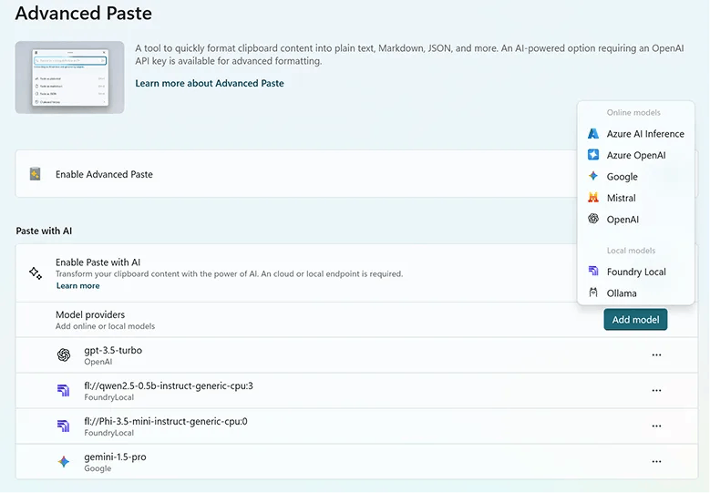Advanced Paste Updated Settings