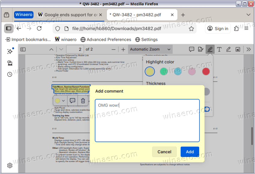 Firefox Highlight Comment