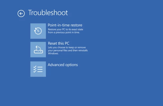 Point In Time Recovery Winre