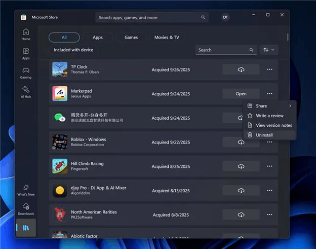 Store Uninstall Apps