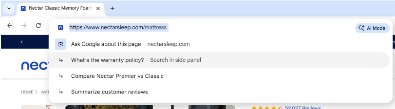 Chrome 143 AI In Address Bar
