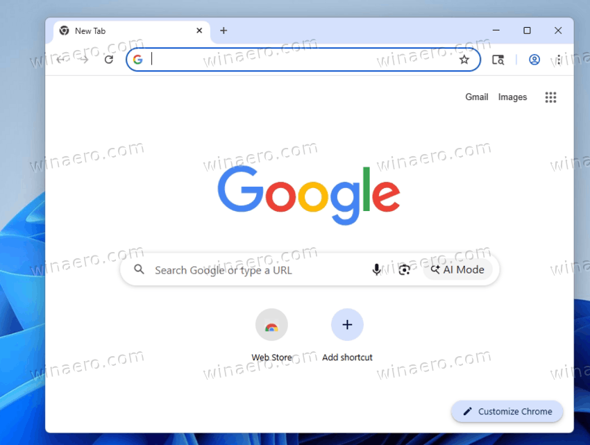 Chrome AI Mode Button