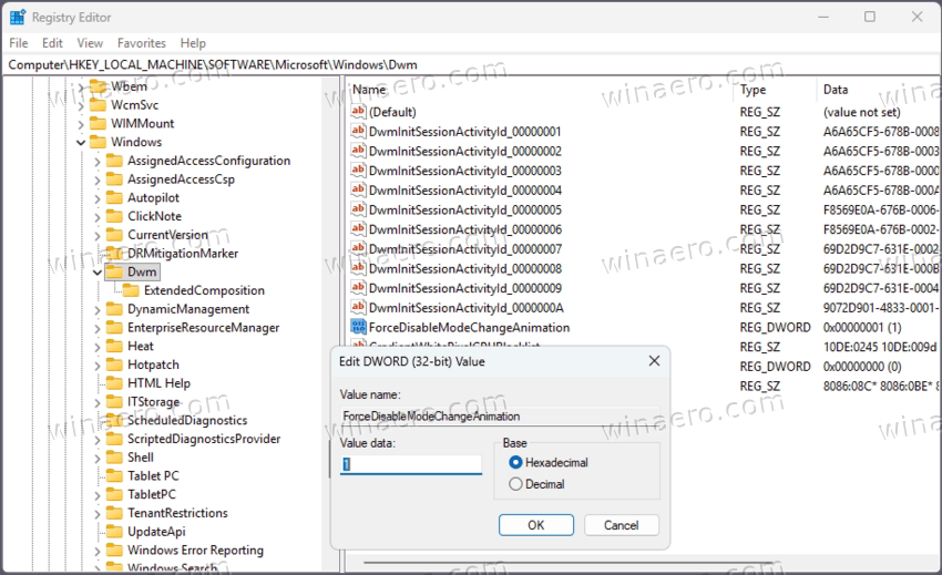 Disable Display Mode Change Animation