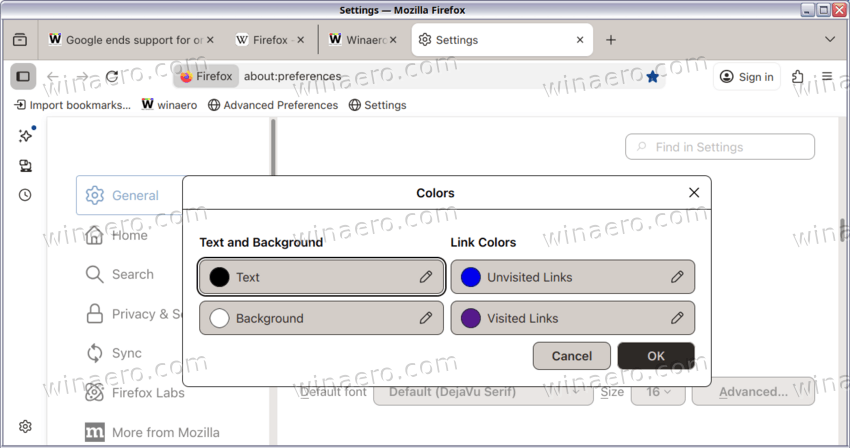 Firefox 146 Color Customization