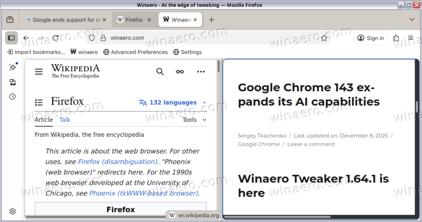 Firefox Split View