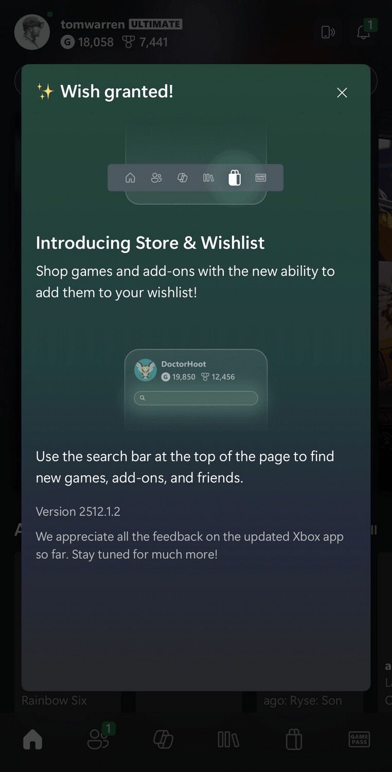 Xbox Android App Store Wishlist