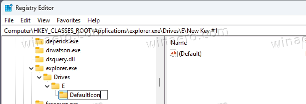 Create DefaultIcon Key Under Drives