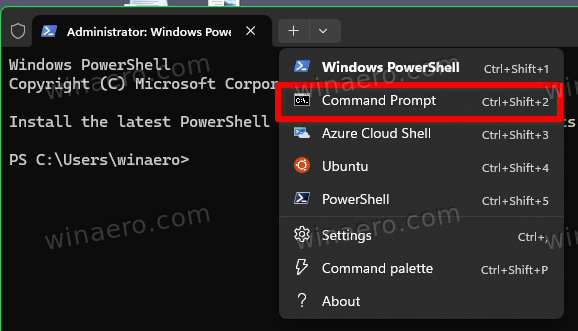 Switch Terminal To Command Prompt