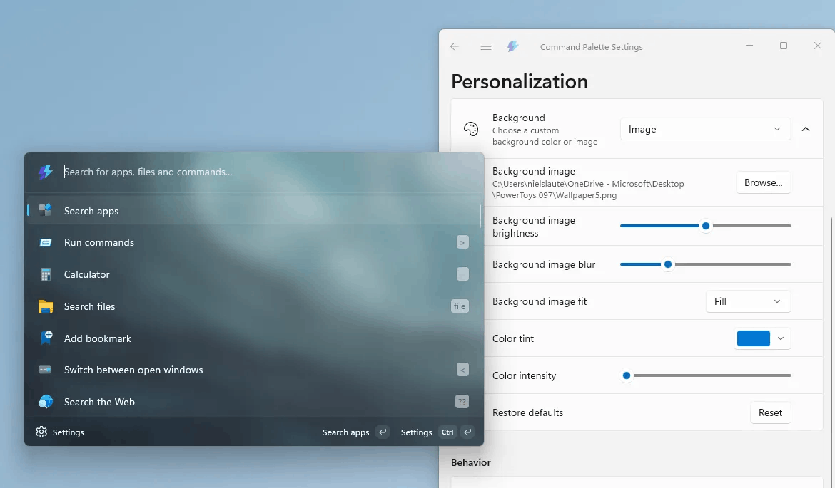 Command Palette Personalization