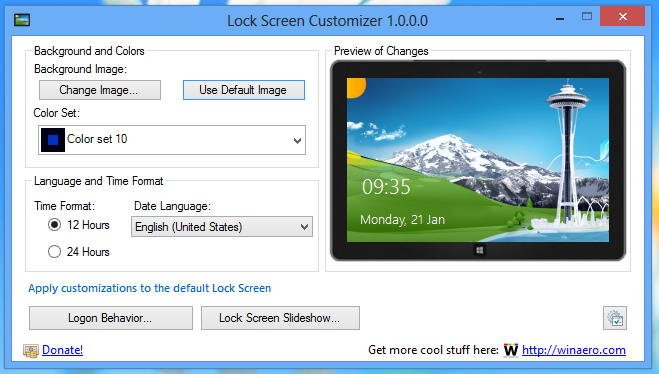 Lock Screen Customizer for Windows  and Windows 8