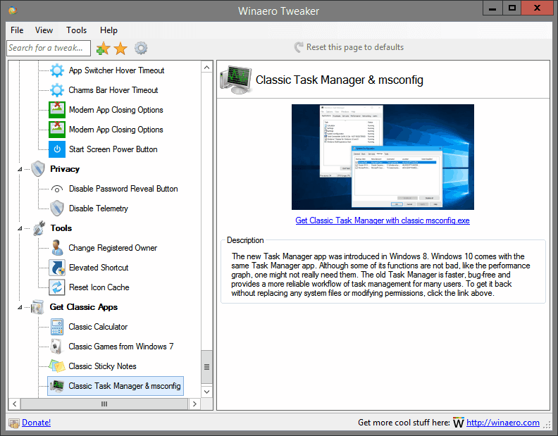 Classic Task Manager & msconfig