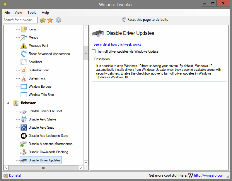 Disable Driver Updates
