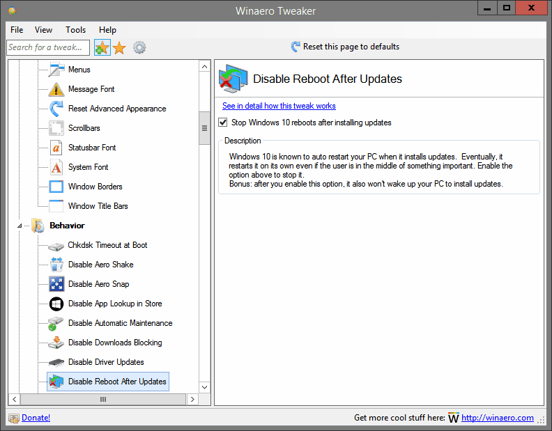 Disable Reboot After Updates