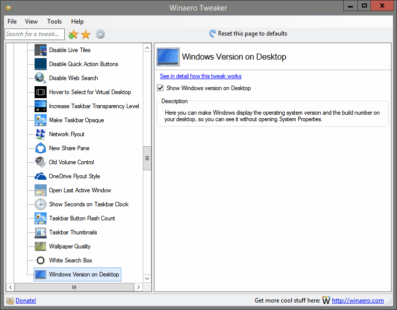 Windows Version on Desktop